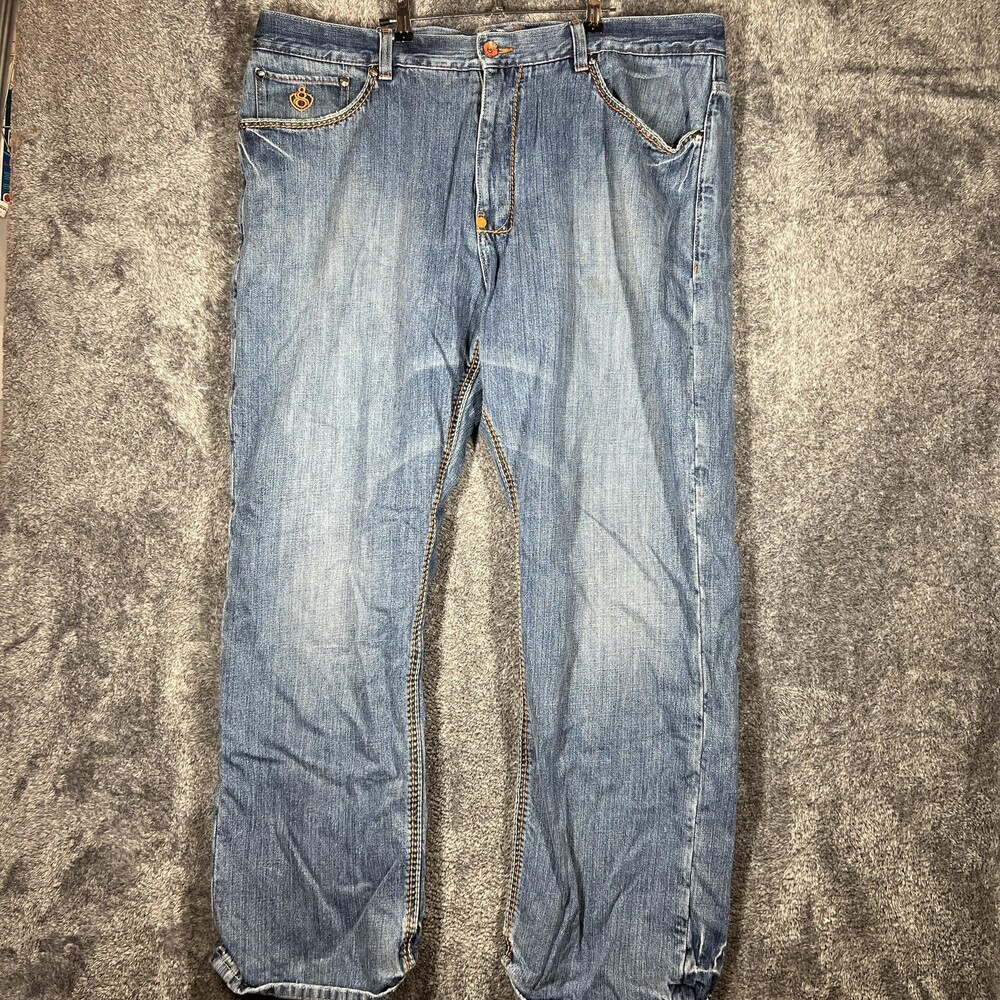 Eight 732 Jeans Mens 44x34 Blue Straight Relaxed Denim Skull Skater y2k Cuffed